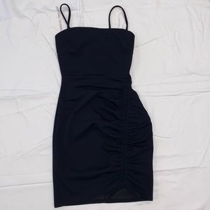 Windsor Square Neck Bodycon Mini Dress in Black Size S